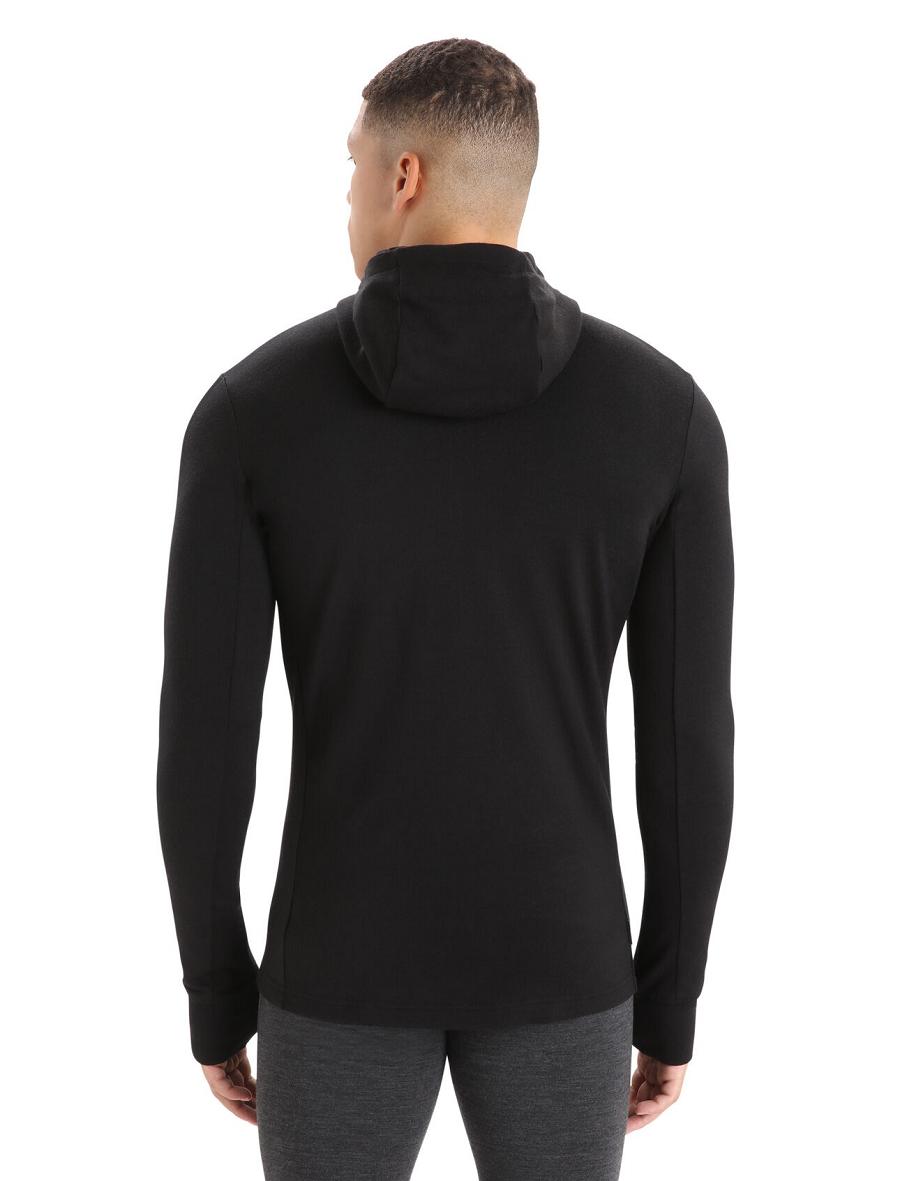 Black Icebreaker Merino Quantum III Long Sleeve Zip Men's Hoodie | AU 1270ZUTG